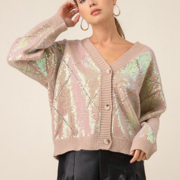 Sequin Argyle Cardigan - Picture 5 of 5